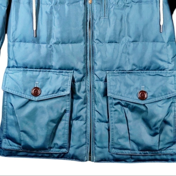 EDDIE BAUER Goose Down Classic Yukon Hooded Faux Fur Trimmed Teal Coat, Small - Picture 7 of 16
